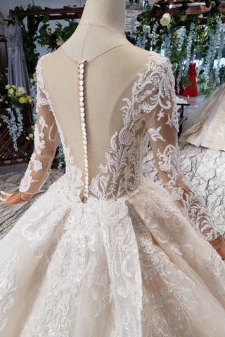 princess long sleeves ball gown lace wedding dresses, long bridal dress dmn43 princess long sleeves ball gown lace wedding dresses, long bridal dress dmn43