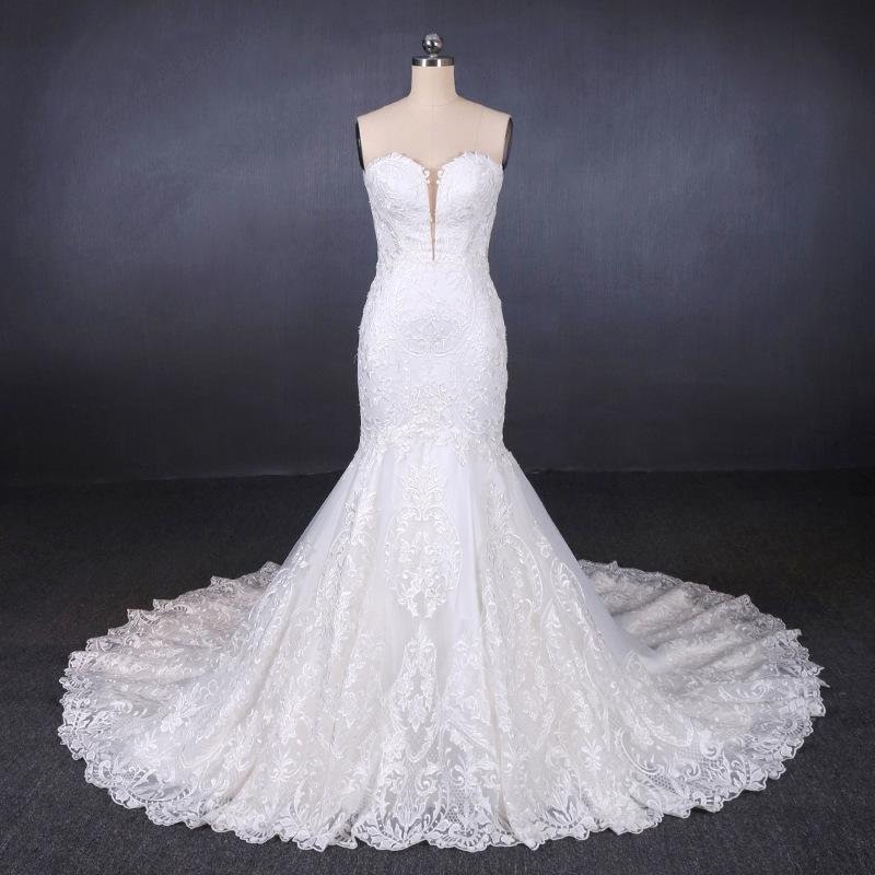 sweetheart mermaid lace appliques button back long wedding dress dmq29 sweetheart mermaid lace appliques button back long wedding dress dmq29