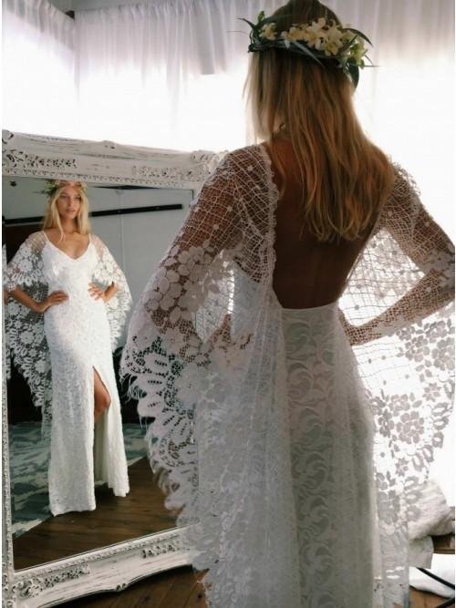 sheath v neck backless wraps lace beach wedding dress with split dmr34 sheath v neck backless wraps lace beach wedding dress with split dmr34