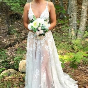 Wedding Dresses import placeholder for charming a line spaghetti straps sweep t 160220041