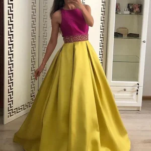 Evening Dresses import placeholder for stunning a line satin yellow beadmd slee 160219037