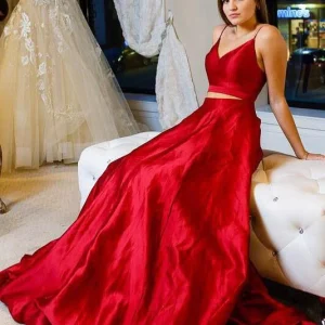 import placeholder for two pieces red simple prom dresses long 160220504