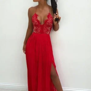import placeholder for a line spaghetti straps red chiffon prom 160219842