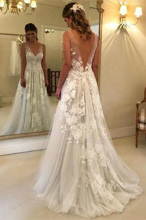 elegant a line v neck tulle floor length wedding dresses with lace appliques dmc94 elegant a line v neck tulle floor length wedding dresses with lace appliques dmc94