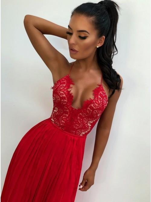 a line spaghetti straps red chiffon prom dresses with lace split dml33 a line spaghetti straps red chiffon prom dresses with lace split dml33