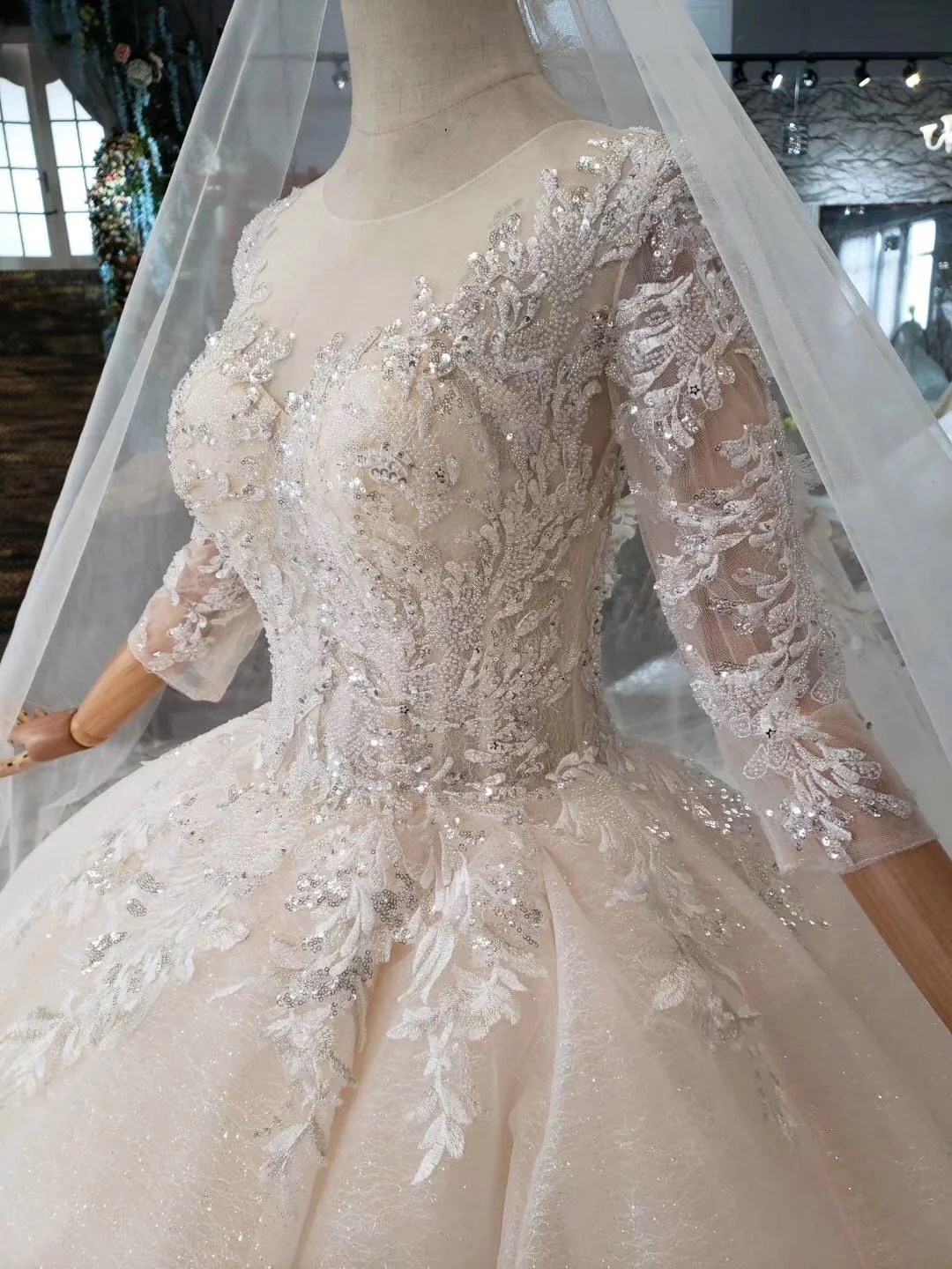elegant scoop ball gown wedding dresses, 3/4 sleeves wedding gown dmj97 elegant scoop ball gown wedding dresses, 3/4 sleeves wedding gown dmj97