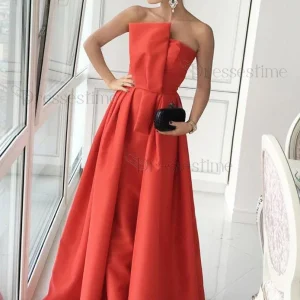 Evening Dresses import placeholder for simple a line strapless long satin prom 160219019