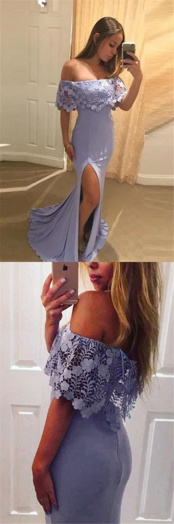 pretty lavender off shoulder with lace split mermaid prom dresses dmf15 pretty lavender off shoulder with lace split mermaid prom dresses dmf15