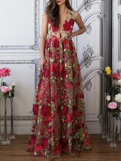 red floral embroidery see through long elegant formal prom dresses dmg89 red floral embroidery see through long elegant formal prom dresses dmg89