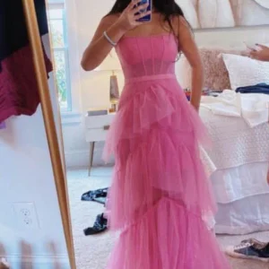 import placeholder for hot pink spaghetti straps floor length p 160219169