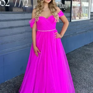 Evening Dresses import placeholder for fuchsia off the shoulder sweetheart bead 160218843
