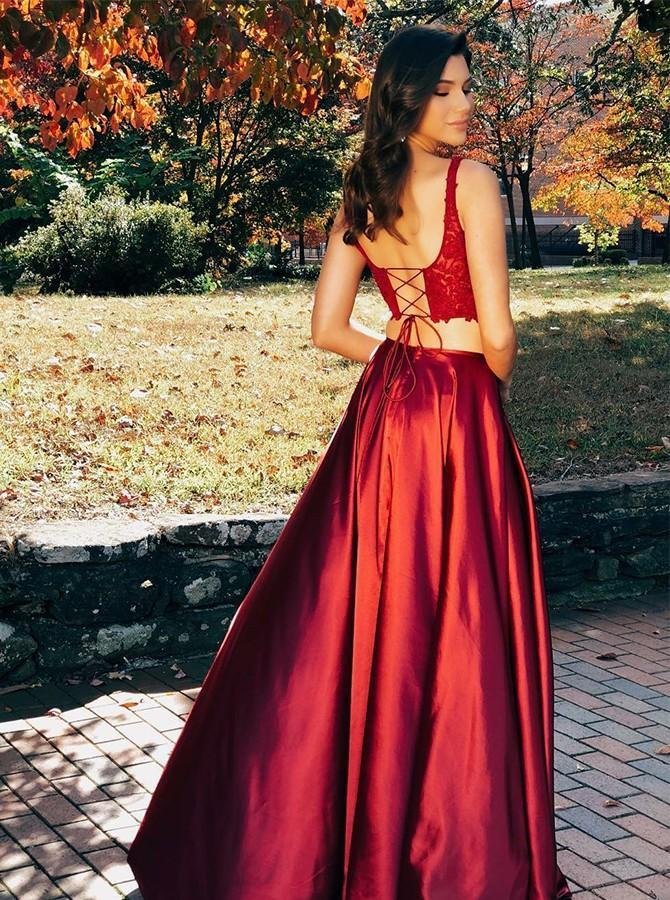 two pieces scoop sleeveless burgundy split sexy long prom dresses dmg97 two pieces scoop sleeveless burgundy split sexy long prom dresses dmg97