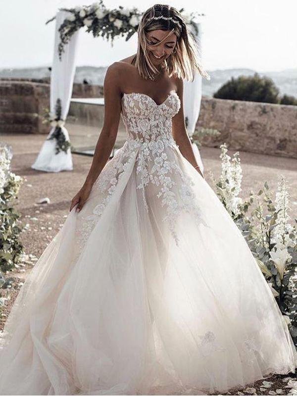 a line sweetheart long cheap tulle wedding dresses with lace appliques dmm81 a line sweetheart long cheap tulle wedding dresses with lace appliques dmm81