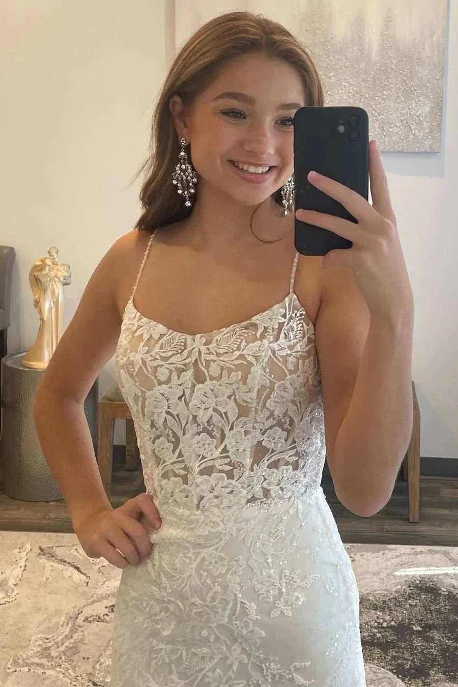 elegant off white floral lace scoop neck lace up mermaid long prom dress dm1898 elegant off white floral lace scoop neck lace up mermaid long prom dress dm1898