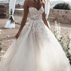 Wedding Dresses import placeholder for a line sweetheart long cheap tulle weddi 160220089