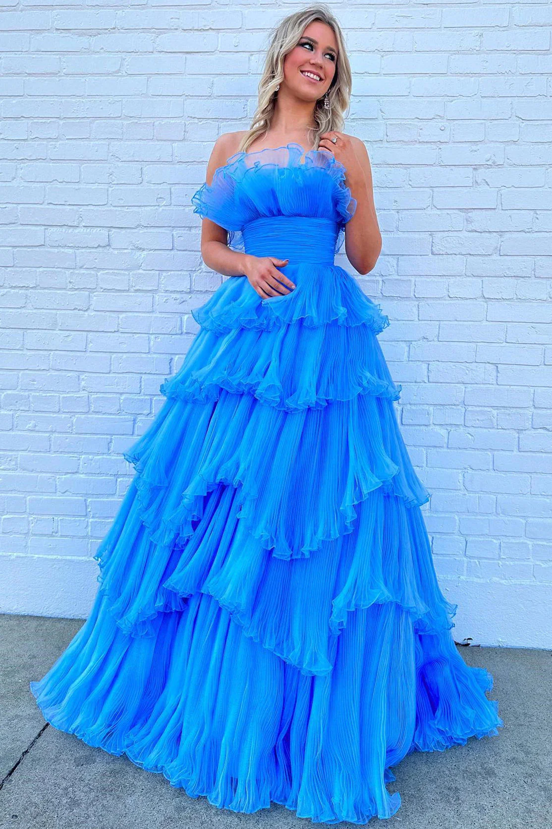a line strapless pink ruffle layers tulle long prom dress evening dresses dmp316 a line strapless pink ruffle layers tulle long prom dress evening dresses dmp316