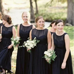 import placeholder for a line round neck floor length navy blue 160220666