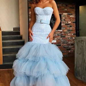 import placeholder for sky blue tulle sweetheart neck long laye 160219381