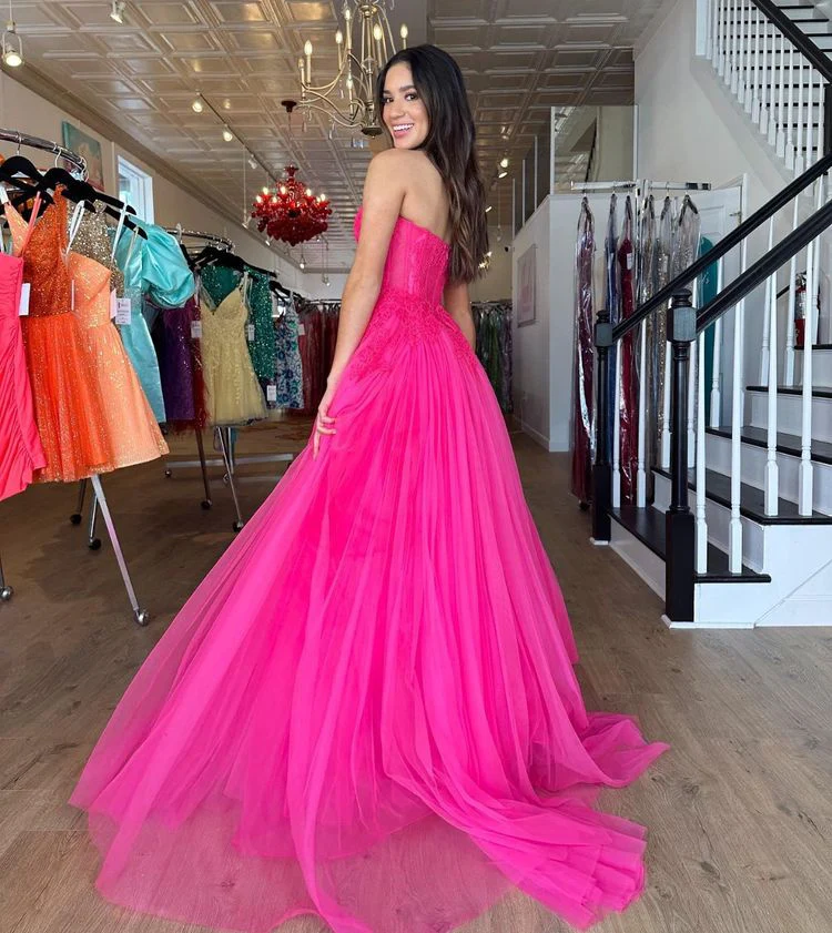 chic a line tulle sweetheart long prom dress fuchsia elegant evening dress dmp303 chic a line tulle sweetheart long prom dress fuchsia elegant evening dress dmp303