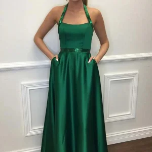 Evening Dresses import placeholder for a line halter green long prom dresses wi 160218729