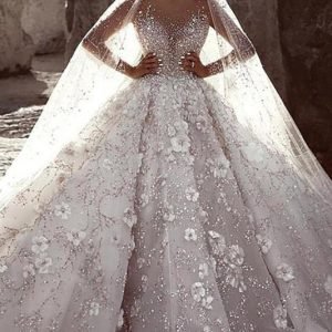 import placeholder for luxurious long sleeves flowers ball gown 160220271