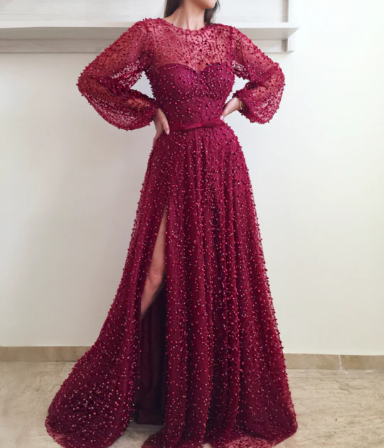cheap a line burgundy long sleeve vintage split prom dress dme95 cheap a line burgundy long sleeve vintage split prom dress dme95