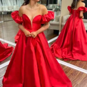Evening Dresses import placeholder for red strapless a line satin long prom dre 160218698