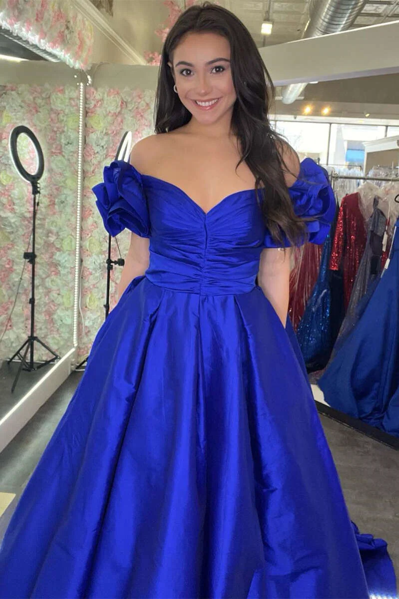 blue off the shoulder ruffles a line prom dress formal evening dresses dmp305 blue off the shoulder ruffles a line prom dress formal evening dresses dmp305