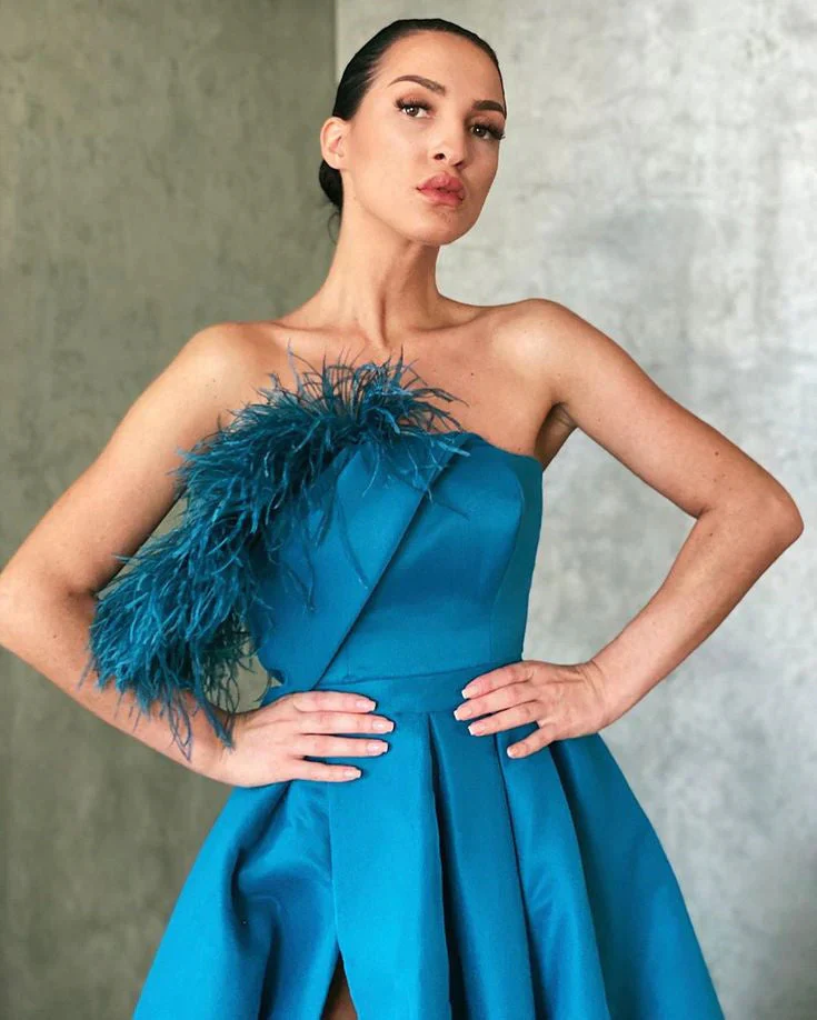 a line peacock blue satin long prom dresses, strapless formal evening dresses dm1959 a line peacock blue satin long prom dresses, strapless formal evening dresses dm1959