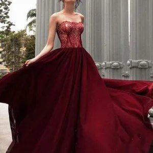 import placeholder for glamorous a line strapless burgundy long 160220140