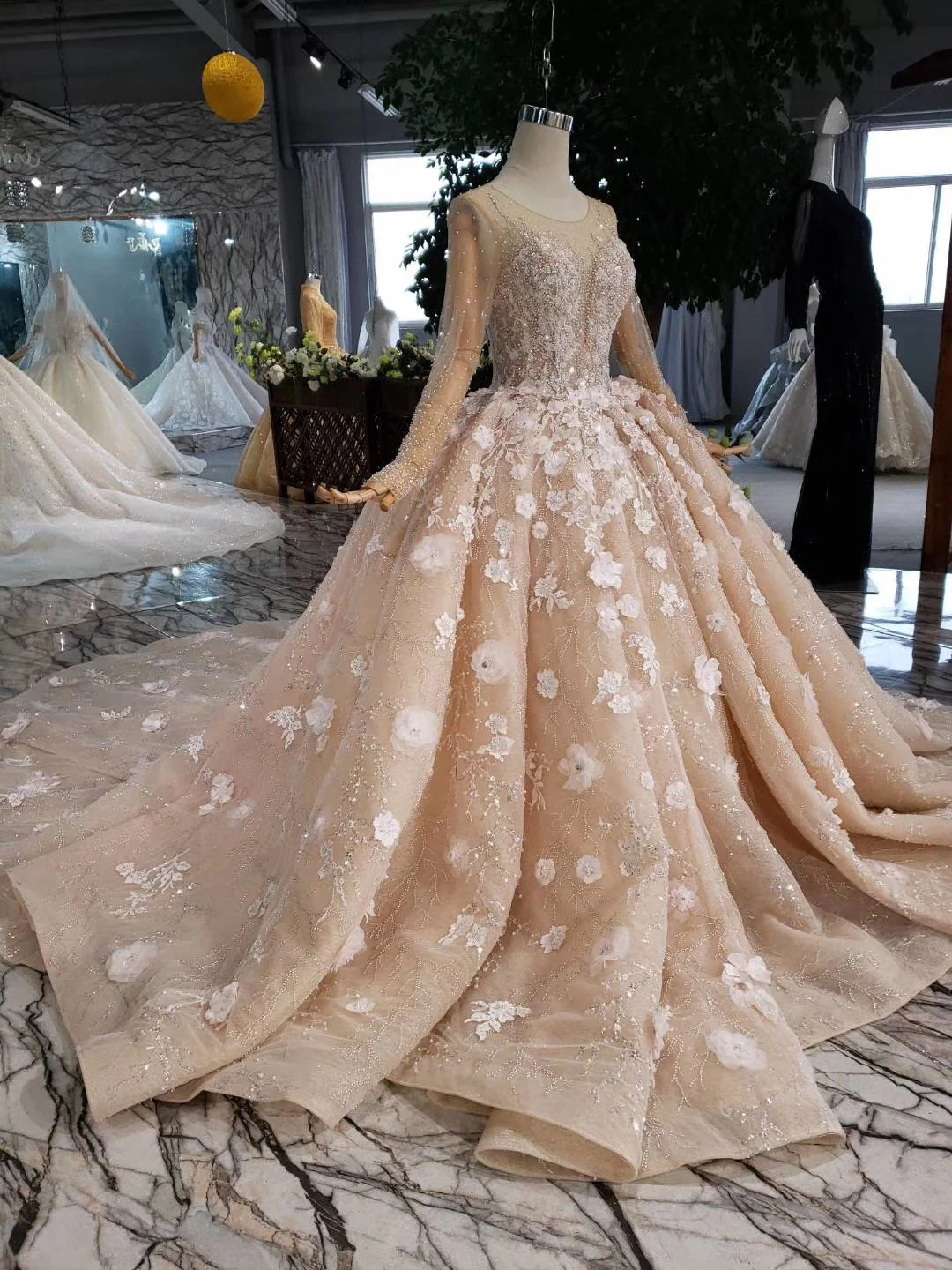 princess long sleeves ball gown wedding dresses, floral appliques wedding gown dmj95 princess long sleeves ball gown wedding dresses, floral appliques wedding gown dmj95