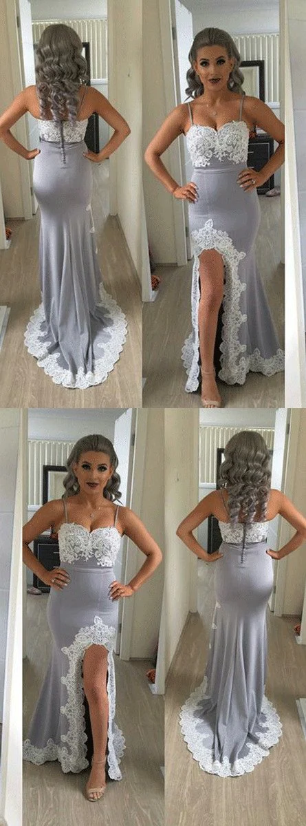 mermaid split side sexy spaghetti straps lace long prom dress dmf12 mermaid split side sexy spaghetti straps lace long prom dress dmf12