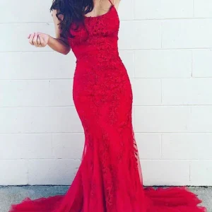 import placeholder for red mermaid lace appliques long prom dre 160219511