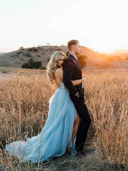 sexy split sky blue beach simple wedding dresses chiffon long prom dress dmi21 sexy split sky blue beach simple wedding dresses chiffon long prom dress dmi21