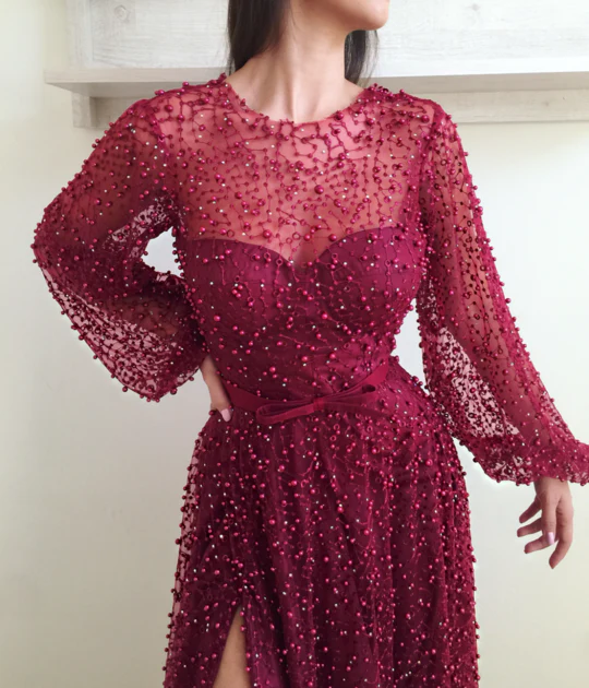 cheap a line burgundy long sleeve vintage split prom dress dme95 cheap a line burgundy long sleeve vintage split prom dress dme95