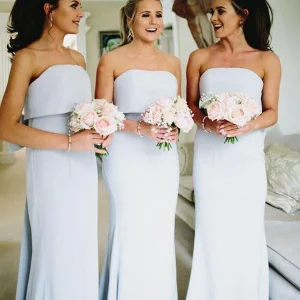Wedding Party Dresses import placeholder for simple strapless grey satin cheap long b 160220808