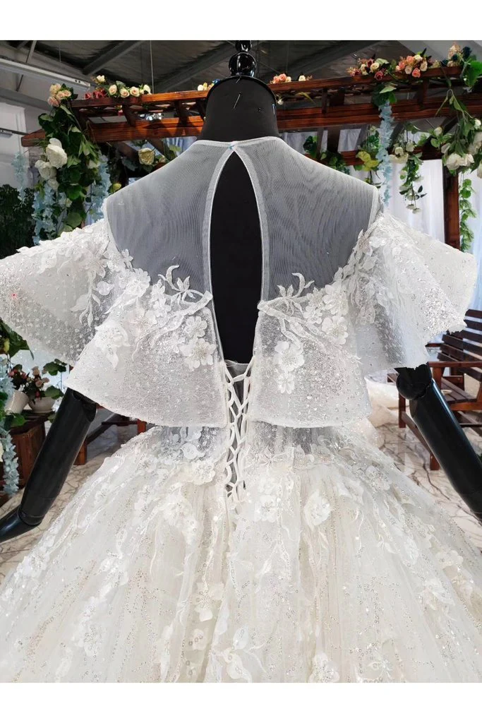 elegant ball gown big wedding dresses, appliques bridal dress with short sleeves dmn73 elegant ball gown big wedding dresses, appliques bridal dress with short sleeves dmn73
