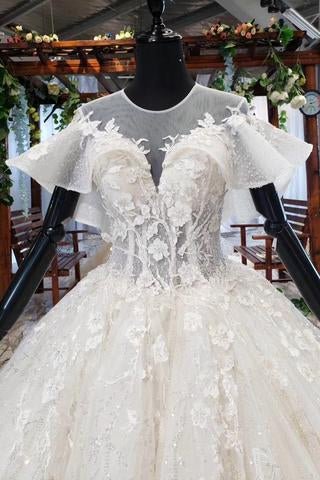 elegant ball gown big wedding dresses, appliques bridal dress with short sleeves dmn73 elegant ball gown big wedding dresses, appliques bridal dress with short sleeves dmn73