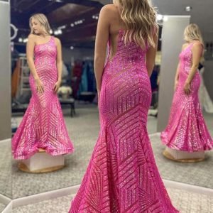 import placeholder for mermaid one shoulder hot pink sequined l 160219578