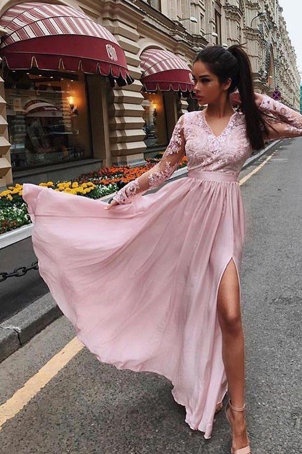 burgundy long sleeves v neck lace top a line long prom dresses dm838 burgundy long sleeves v neck lace top a line long prom dresses dm838