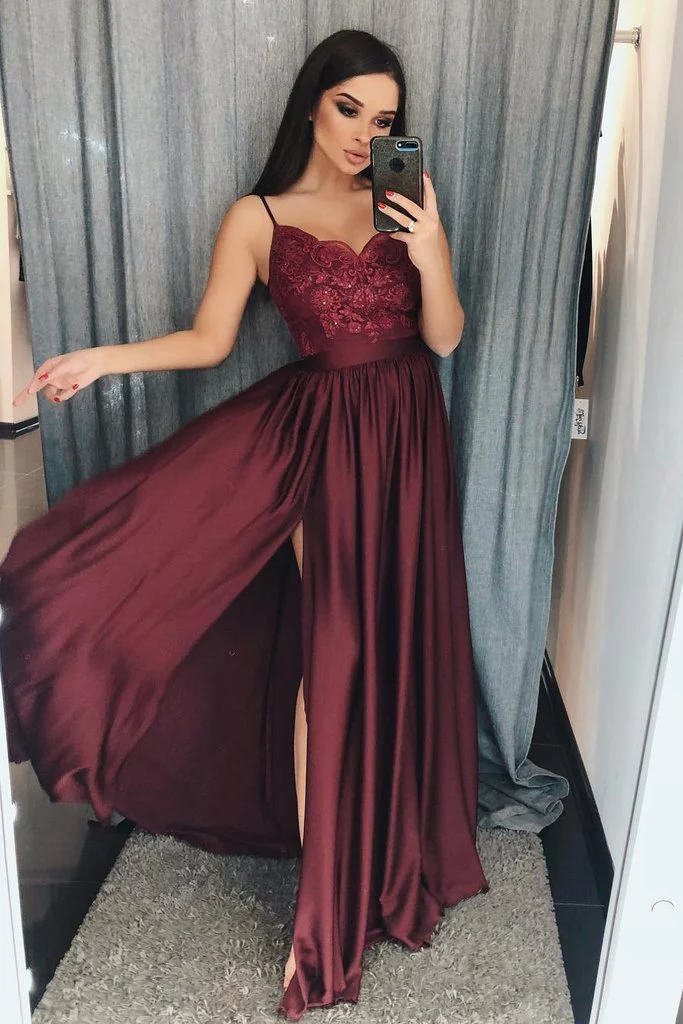 import placeholder for burgundy a line v neck long spaghetti st 160219921 import placeholder for burgundy a line v neck long spaghetti st 160219921
