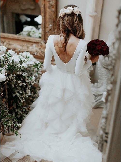 a line bateau long sleeves ruffles tulle elegant wedding dress dms30 a line bateau long sleeves ruffles tulle elegant wedding dress dms30