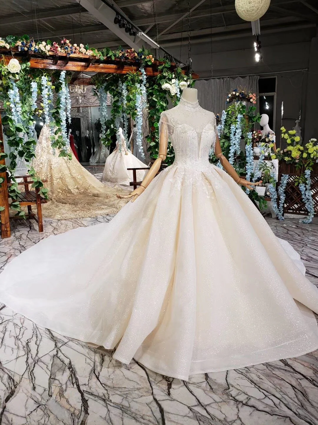 off white high neck ball gown wedding dresses, open back beaded wedding gown dmj96 off white high neck ball gown wedding dresses, open back beaded wedding gown dmj96