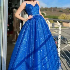 import placeholder for shiny a line royal blue tulle long prom 160218737