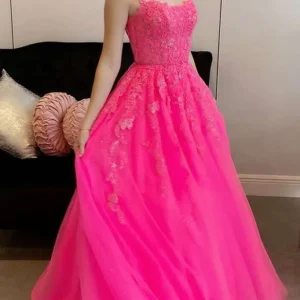 import placeholder for hot pink a line tulle lace appliques lon 160219300