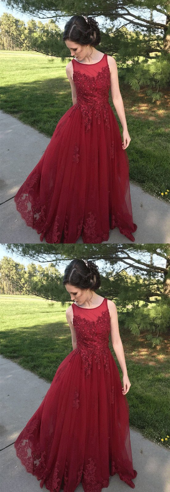 a line red appliques long tulle formal prom dresses dme47 a line red appliques long tulle formal prom dresses dme47
