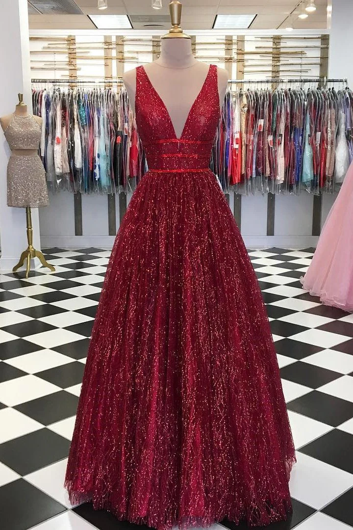 charming burgundy v neck sleeveless sequin prom dresses a line formal party dress dmi56 charming burgundy v neck sleeveless sequin prom dresses a line formal party dress dmi56