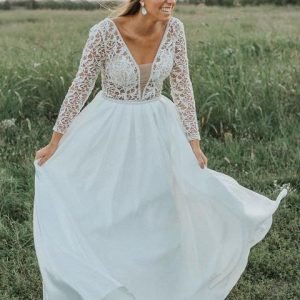 import placeholder for long sleeves a line v neck lace top long 160219853