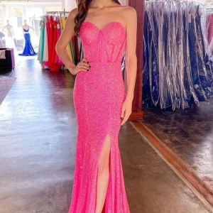 import placeholder for hot pink sequin strapless sweetheart mer 160218831