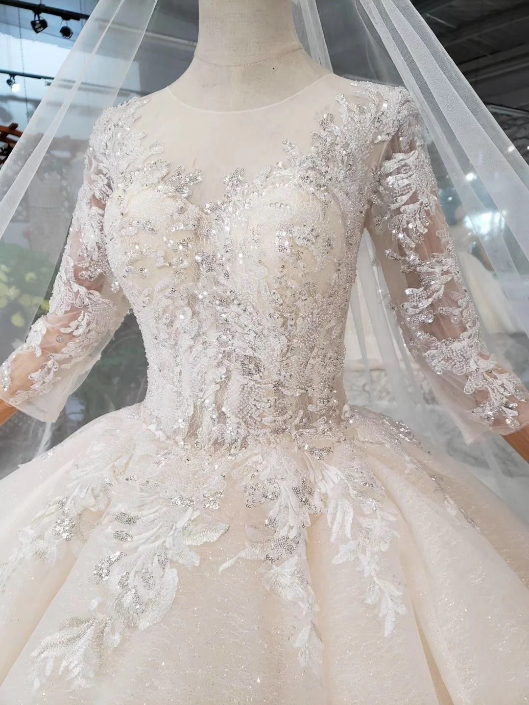 elegant scoop ball gown wedding dresses, 3/4 sleeves wedding gown dmj97 elegant scoop ball gown wedding dresses, 3/4 sleeves wedding gown dmj97